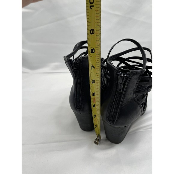 Big Buddha Woven Heeled Ankle Boot Sz 8  Blk Zip Up Back - Picture 7 of 9